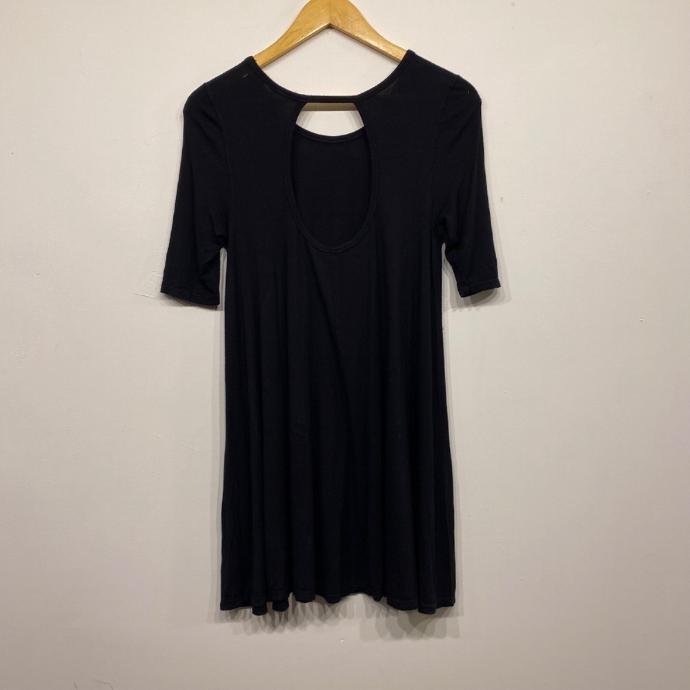 Free People We The Free Black Swingy Boho Short Sleeve Tunic Top Size Small - Picture 3 of 4